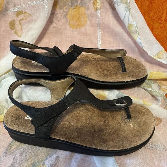 SAS EUC Sanibel  Sandal Size 10M Solid Black-Strap Slide Thong - Picture 4 of 9